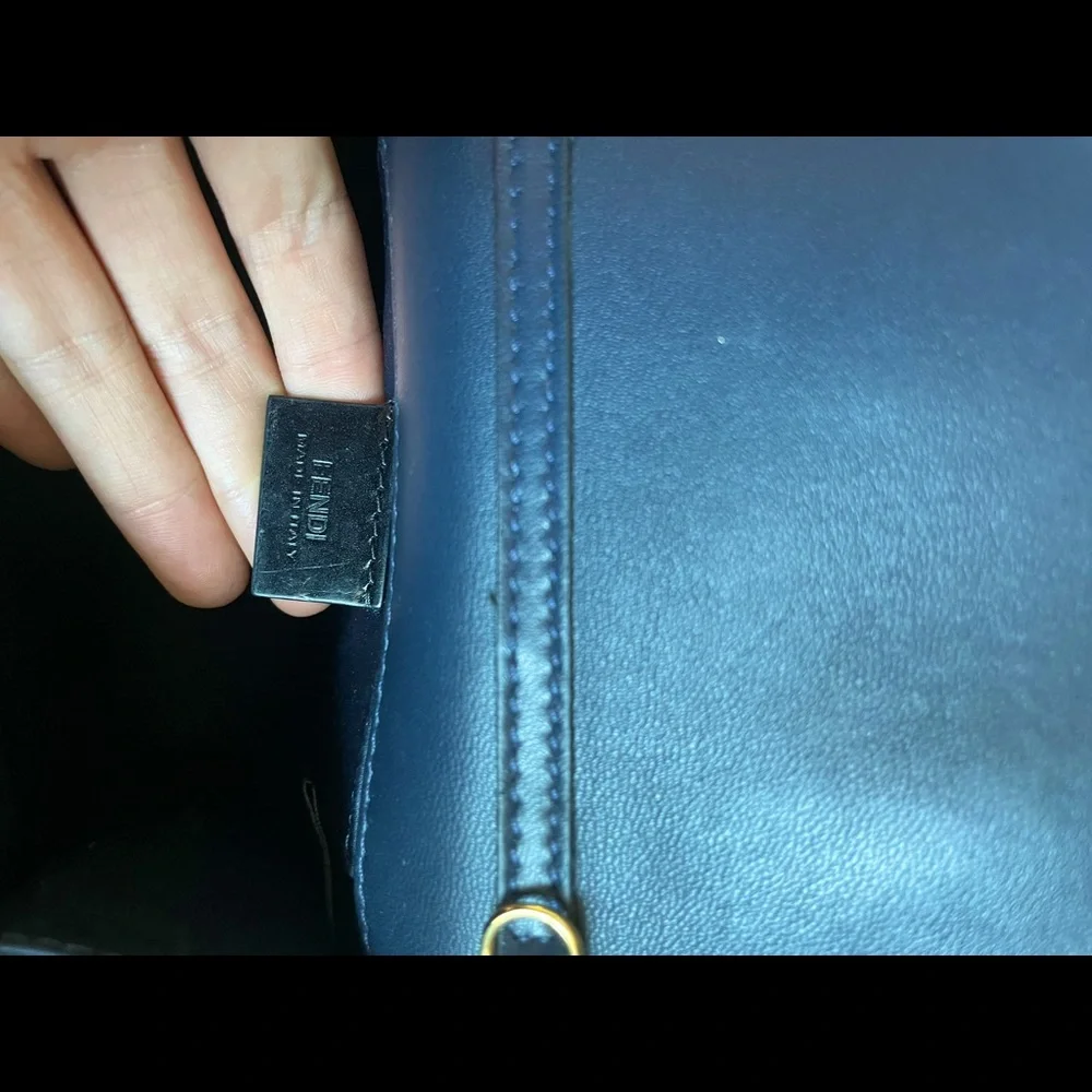 FENDI Lambskin Mini Rush Clutch in Navy - Picture 9 of 14